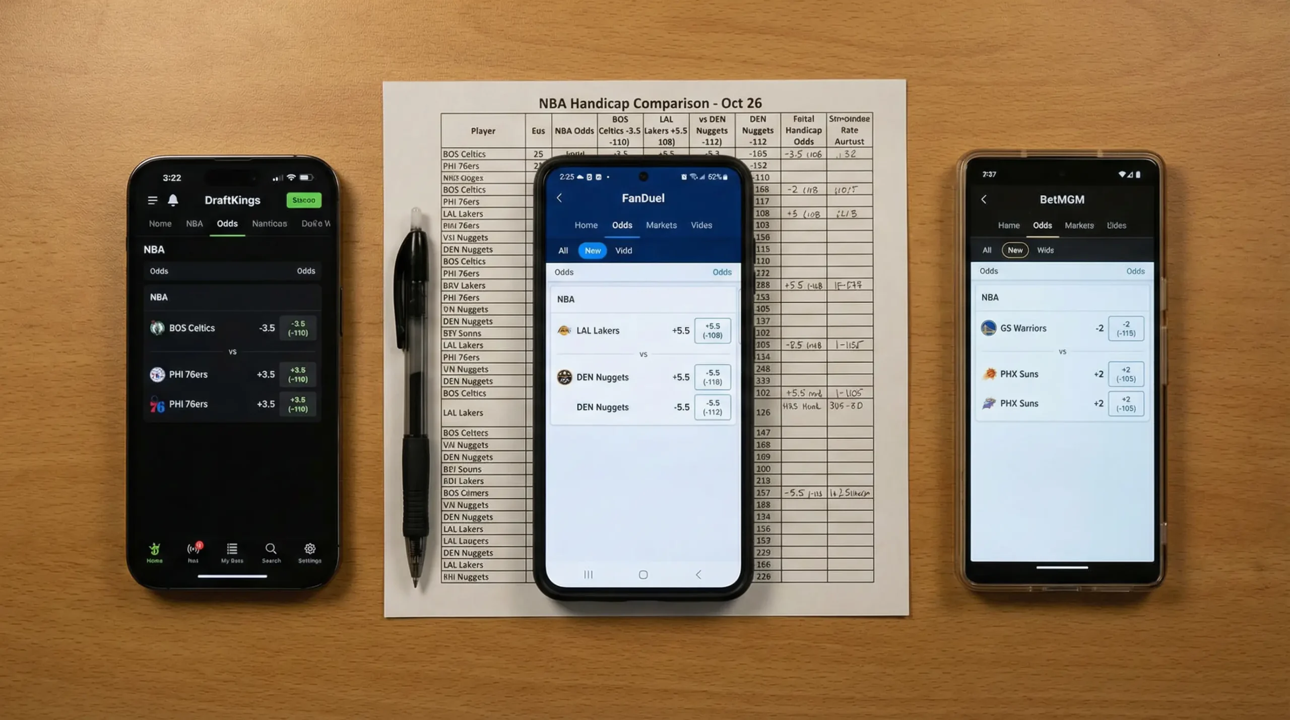 Guia de line shopping para comparar odds de handicap no basquetebol