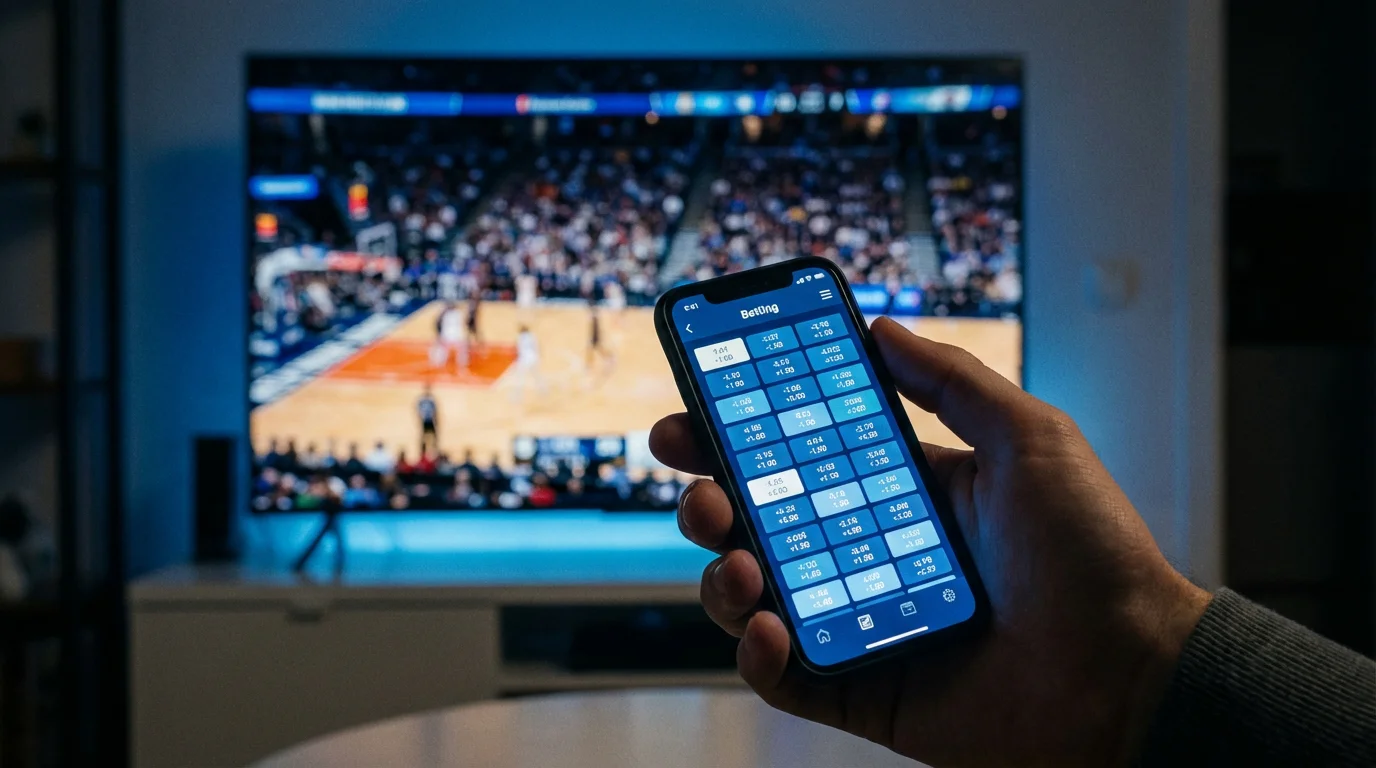 Apostas de handicap ao vivo num jogo de basquetebol
